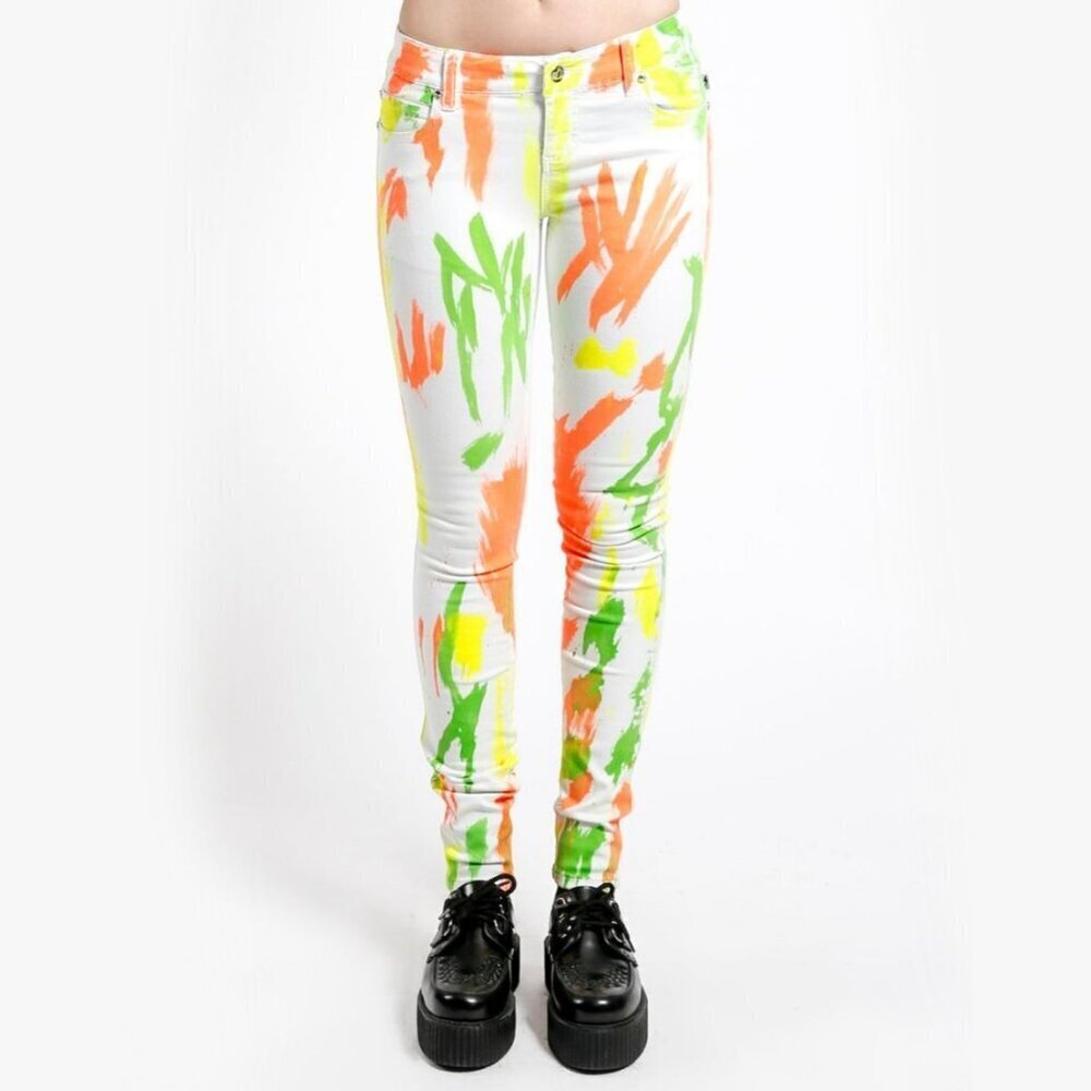 Tripp NYC ✦ Paint Splatter Skinny Jeans ✦ Artistic Black Stretch Denim Skull 28 - Picture 4 of 7